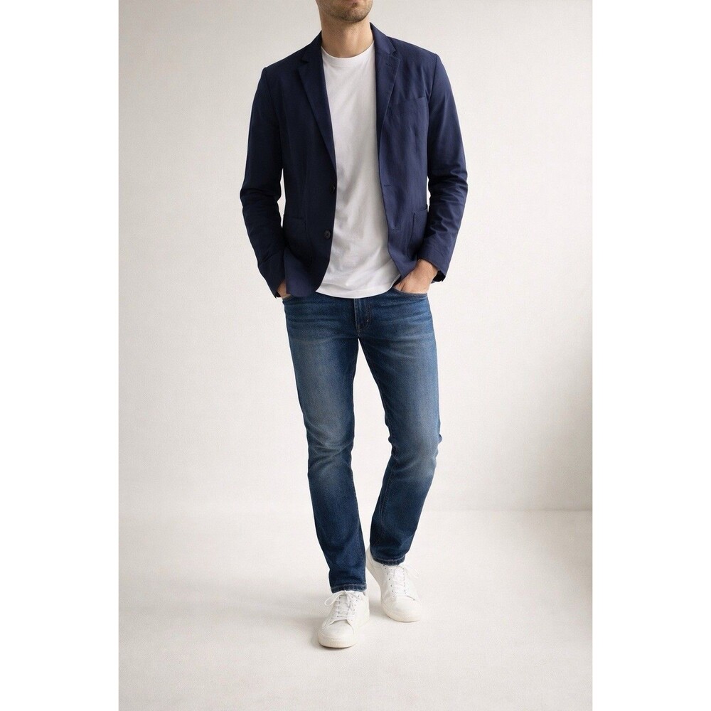 English Laundry Navy Blazer Jacket Stretch Lightweight 2 Button Mens M